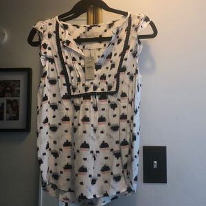 Loft blouse with ikat print